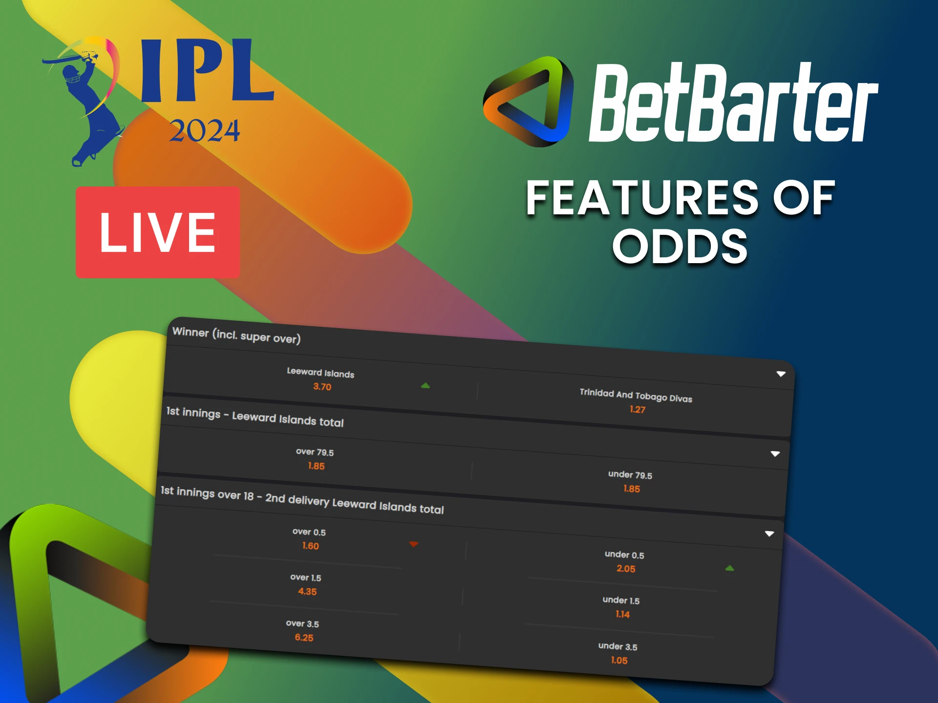 We will tell you about the odds for live events in the IPL on BetBarter.